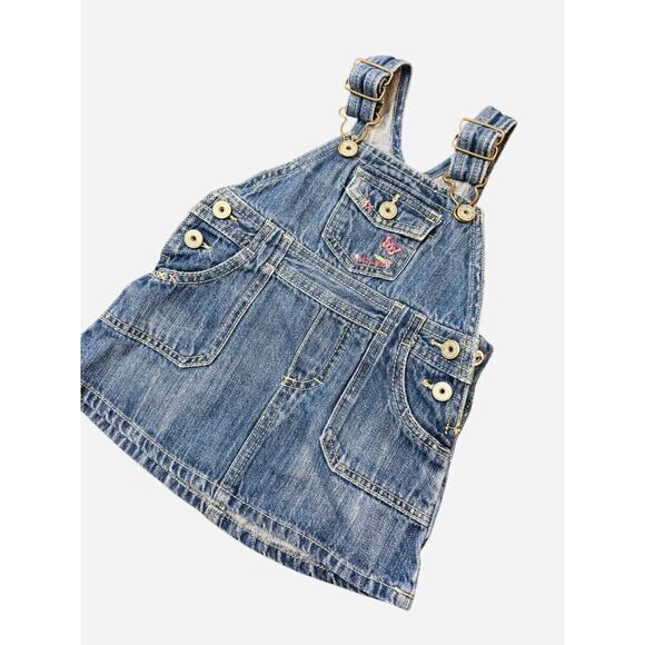EUC Oshkosh Vintage Denim Dress Size 12 Months Butterflies - Picture 4 of 6